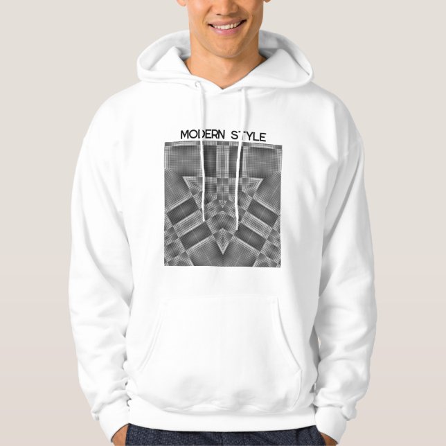 Grey Geometric Pattern Hoodie (Front)