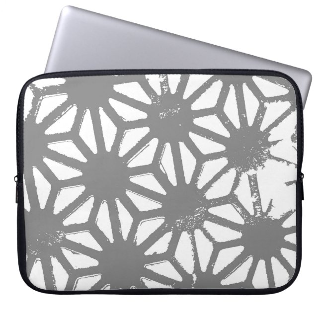 Grey geometric pattern laptop sleeve (Front)