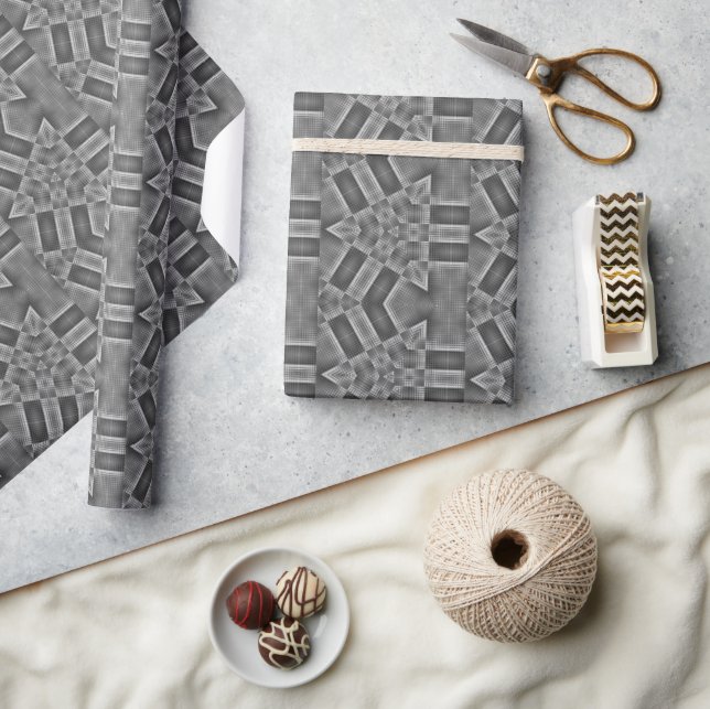 Grey Geometric Pattern Wrapping Paper (Crafts)