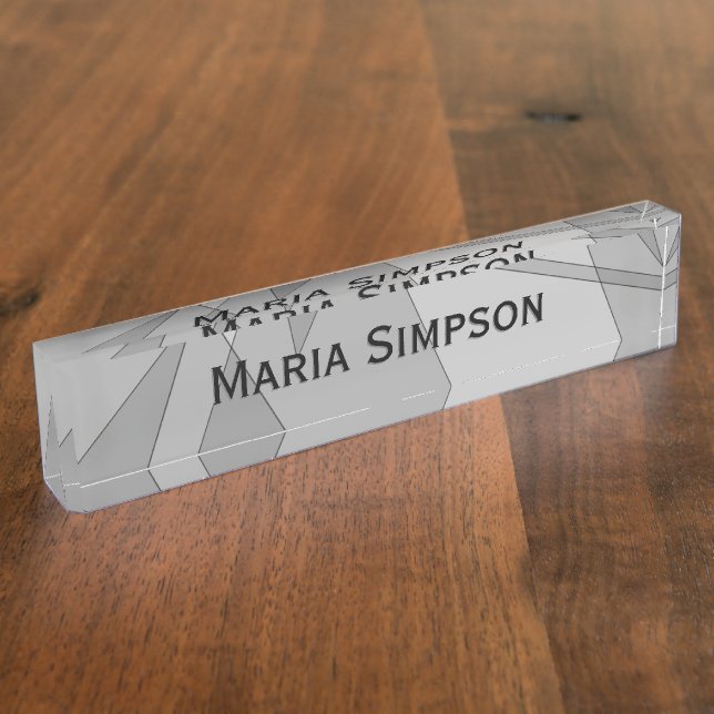 Grey Geometric Personal Nameplate (Side)