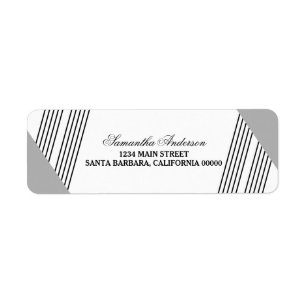 Grey Geometric Stripe Address Labels