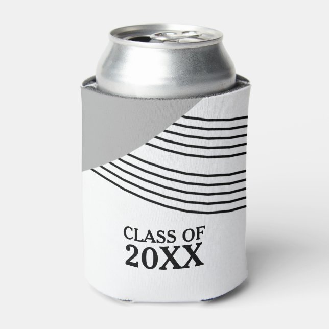 Grey Geometric Stripe Graduation Can Cooler (Can Front)