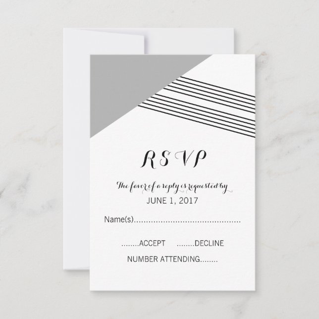 Grey Geometric Stripe Response Card (Front)