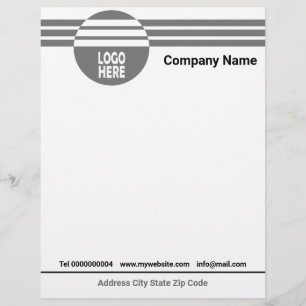Grey geometric stripes with logo and QR code Custom Letterhead