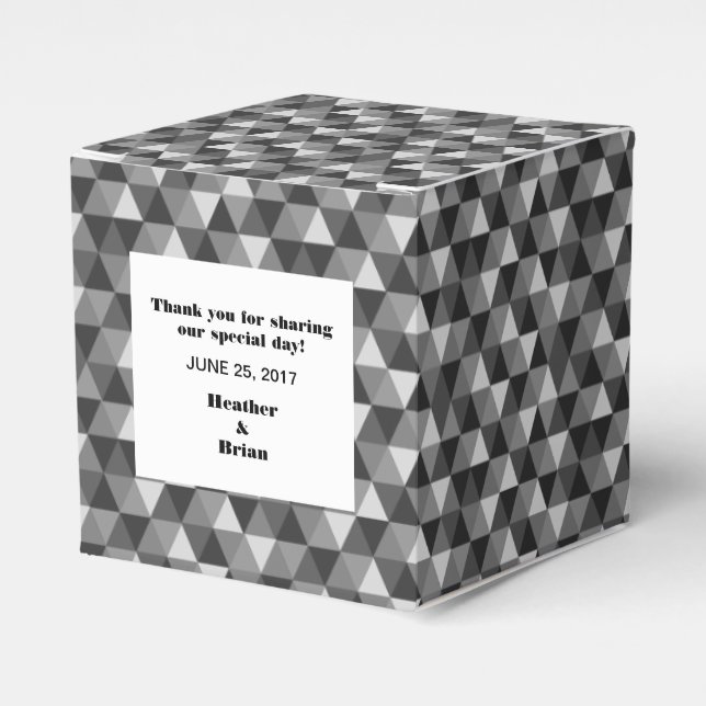 Grey Geometric Triangles Favour Box (Front Side)