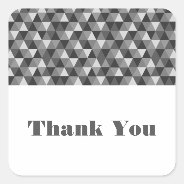 Grey Geometric Triangles Thank You Stickers (Front)