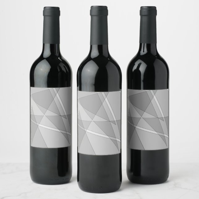Grey Geometric  Wine Label (Bottles)