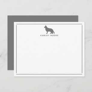 Grey German Shepherd Dog Modern Border Stationery Card