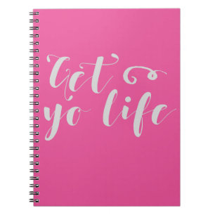 Grey Get Your Life Typography Spiral Notebook