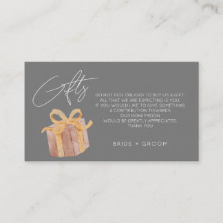 Grey gift registry honeymoon fund wedding enclosure card