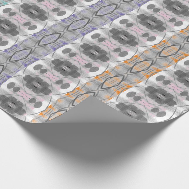 Grey Gift Wrap With Stripes of Colour (Corner)