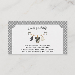 Grey Gingham Books for Baby Halloween Baby Shower Enclosure Card