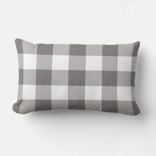 Grey Gingham Pattern Chequered Lumbar Cushion