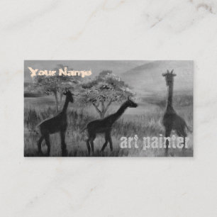 Grey Giraffe Elefant Picture Modern Artist Painter Business Card