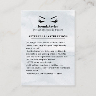 Grey Glam Eyelash Browbar Aftercare Instructions Business Card