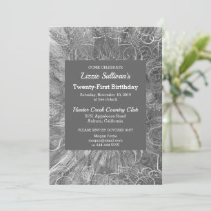 Grey Glitzy Birthday Invitation
