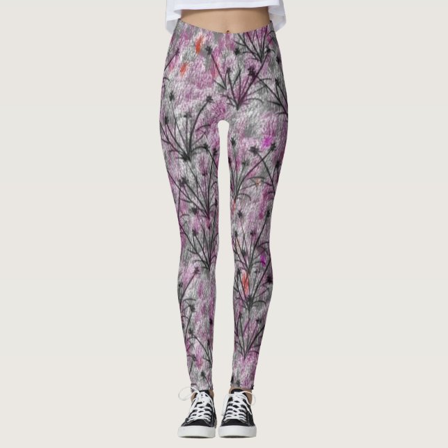 Grey glossy grass  leggings (Front)