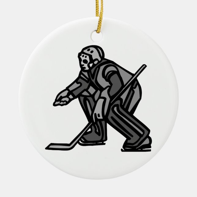 Grey Goalie Ceramic Tree Decoration (Front)