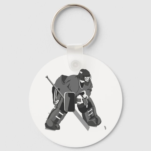 Grey Goalie Hockey Key Ring (Front)