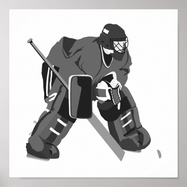 Grey Goalie Hockey Poster (Front)