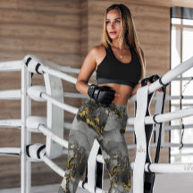 Grey Gold Abstract Patterned | Leggings