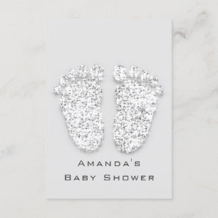 Grey Gold Baby Shower Feet Silver Girl Boy Grey Invitation