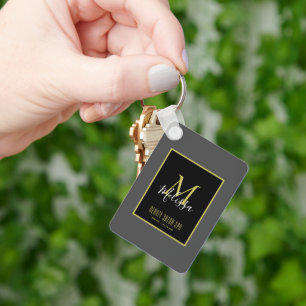 Grey Gold Beauty Salon SPA Monogram Key Ring