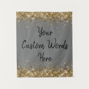 Grey Gold Black Backdrop Birthday Party Photobooth Tapestry