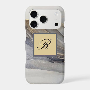 Grey Gold Black Marble Pretty Elegant Monogram