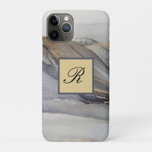 Grey Gold Black Marble Pretty Elegant Monogram Case-Mate iPhone Case