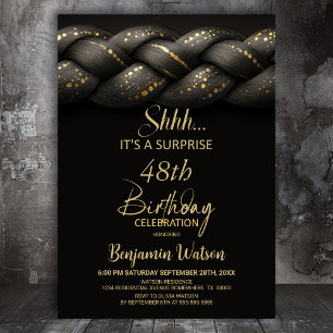 Grey Gold Braid Any Age Surprise Birthday Invitation