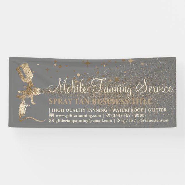 Grey Gold Bronze Spray Tanning Banner (Horizontal)