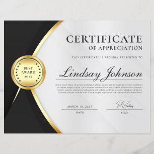 Grey & Gold Certificate of Appreciation Flyer