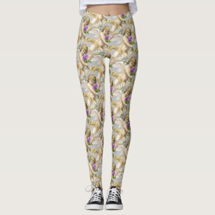 Grey Gold Cherubs Leggings