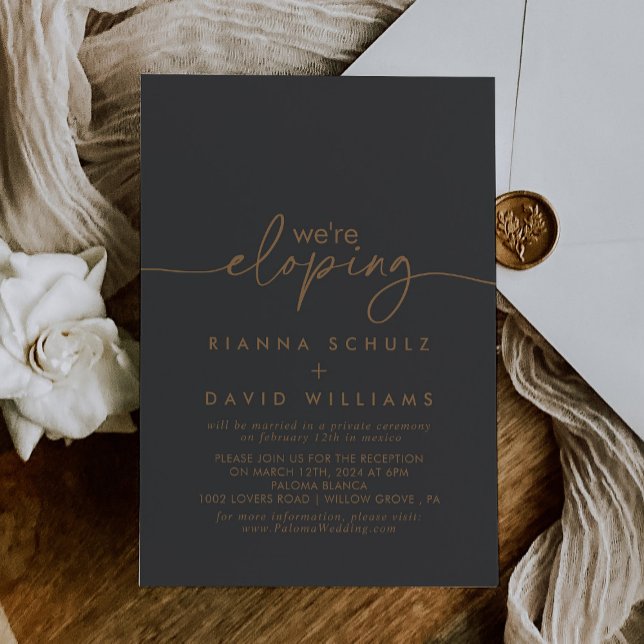 Grey Gold Classic Elopement Reception Invitation (Creator Uploaded)