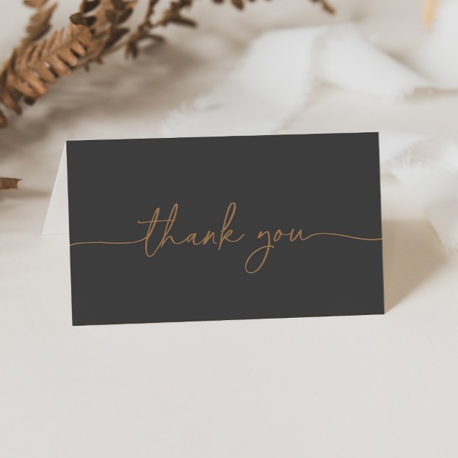 Grey Gold Classic Folded Wedding Thank You Card (Creator Uploaded)