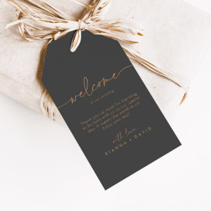 Grey Gold Classic Wedding Welcome Gift Tags