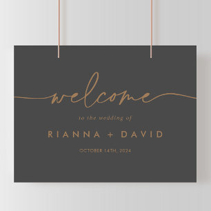 Grey Gold Classic Wedding Welcome Sign