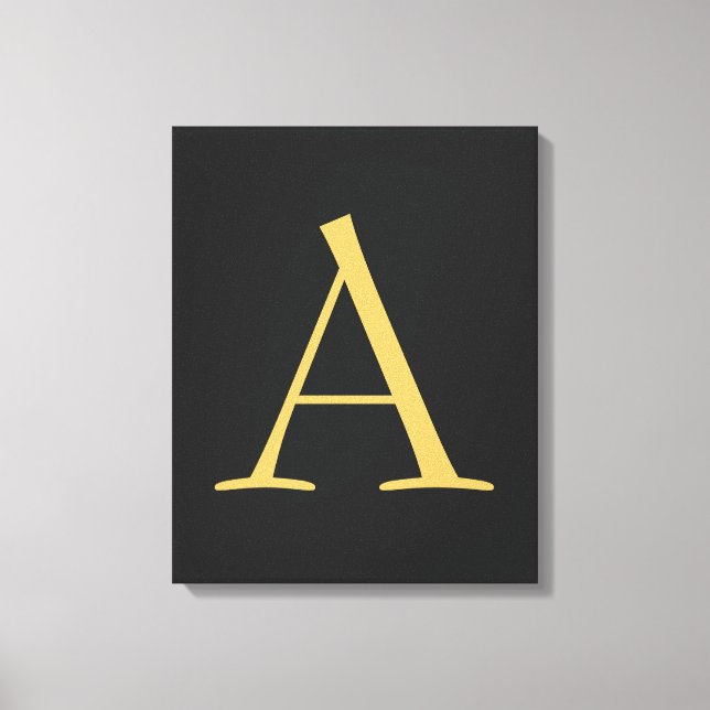 Grey Gold Colour Monogram Professional Canvas Print (Front)