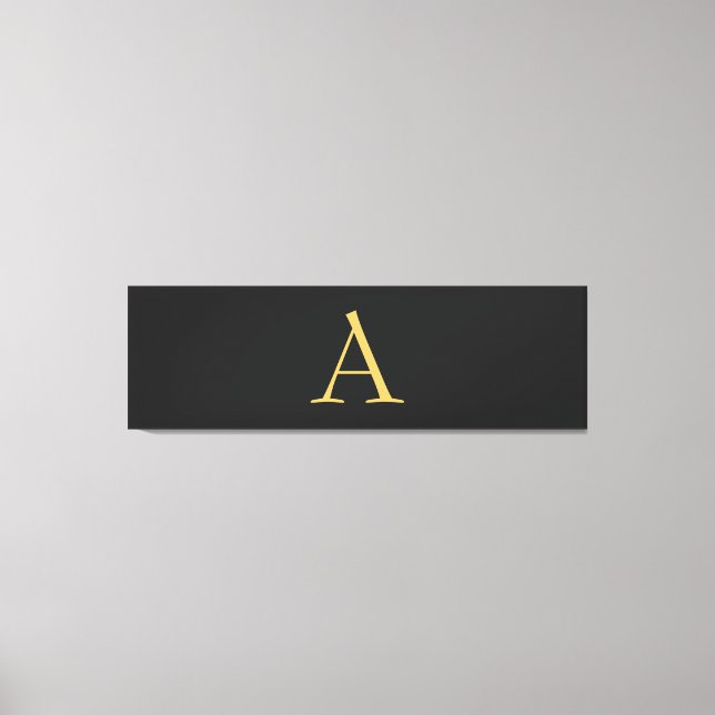 Grey Gold Colour Monogram Professional Canvas Print (Front)