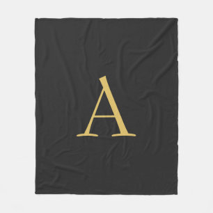 Grey Gold Colour Monogram Professional Fleece Blanket