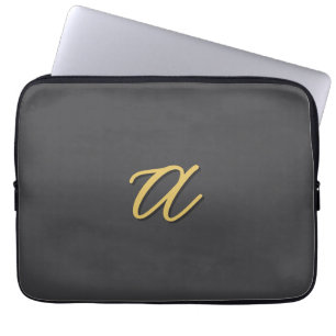 Grey Gold Colour Monogram Professional Laptop Sleeve