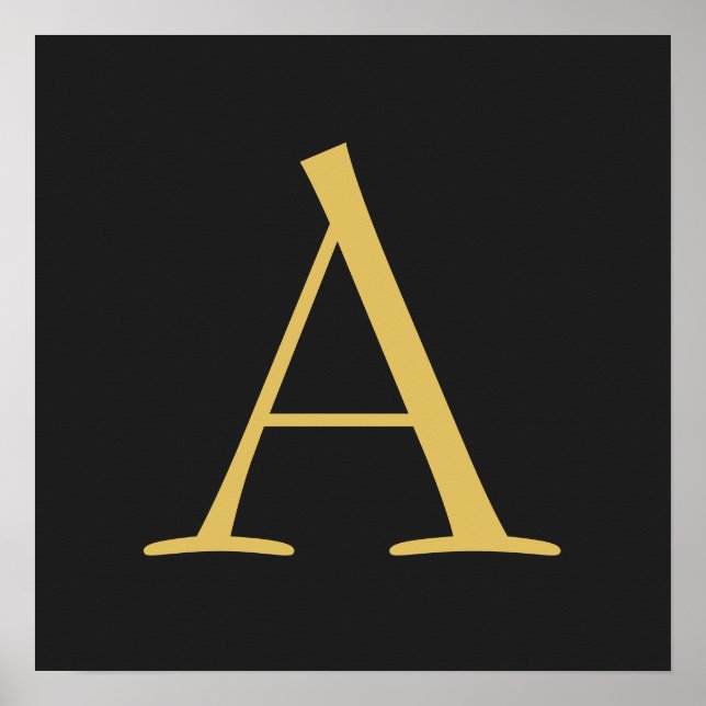 Grey Gold Colour Monogram Professional Poster (Front)