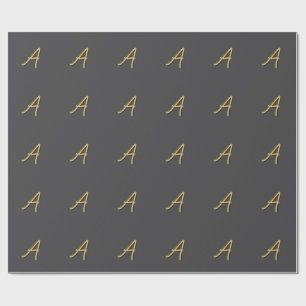 Grey Gold Colour Monogram Professional Wrapping Paper