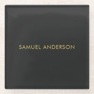 Grey Gold Colour Professional Add Name Glass Coaster