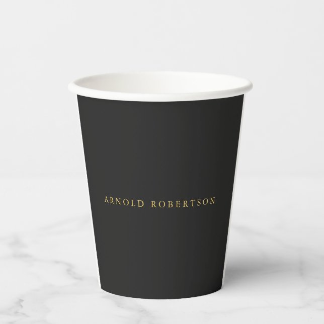 Grey Gold Colour Professional Add Name Paper Cups (Front)