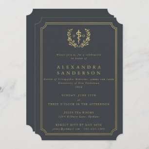 Grey/Gold Doctor of Osteopathic Medicine Grad Invitation