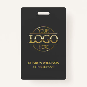 Grey & Gold Employee ID with Custom Business Logo ID Badge