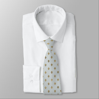 Grey & Gold Fleur de Lis Men's Tie - Classic Look