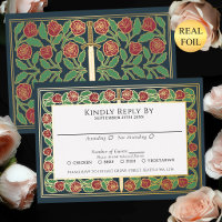 Grey Gold Floral Sword Royal Wedding RSVP